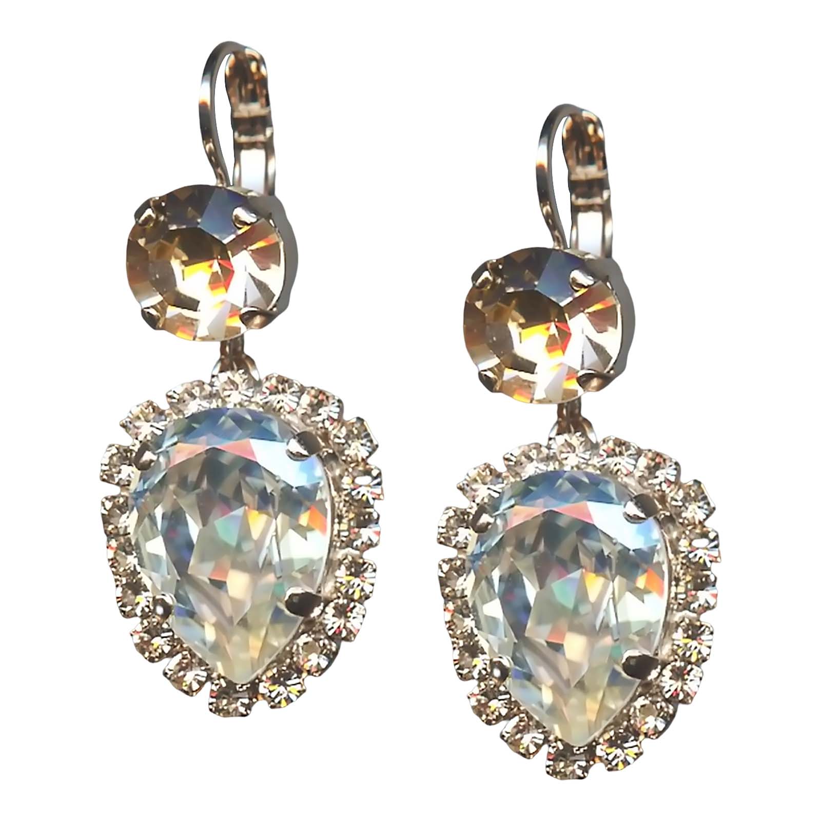 E-1098-9-39111-RG6 (1) Earrings By Mariana Caribbean Life Coll. Adorable Golden and Clear Swarovski Crystals - Image 1