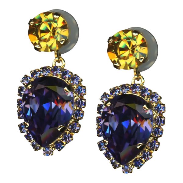 Mariana Earrings Lovely Tanzanite & Citrine Austrian Crystals My Treasures Coll.