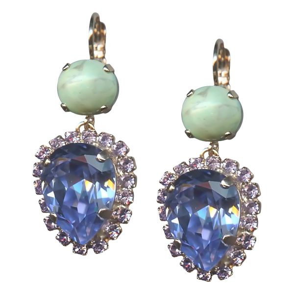 Mariana Earrings Exquisite Provence Lavender, Lt Amethyst & Turq Mineral Austrian Crystals Caribbean Life Coll.