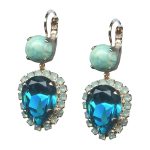 Mariana Earrings Simply Elegant Turquoise Mineral, Blue Zircon, & Pacific Opal Austrian Crystals Caribbean Life Coll.