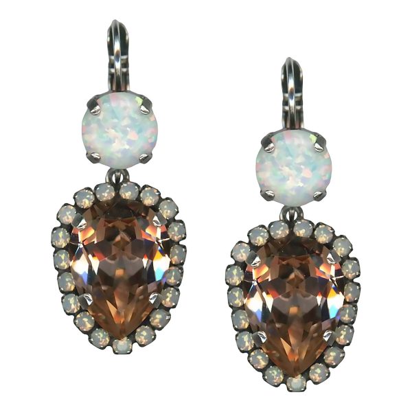 Mariana Earrings Fab Fire & Snow SO Mineral, Vintage Rose, & White Opal Austrian Crystals Winter Wonderland Coll.