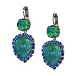 Mariana Earrings Sophisticated Green Tourmaline SO Mineral, Sapphire, & Laguna Delite Austrian Crystals Serenity Joy Of Life Coll. - Image 2