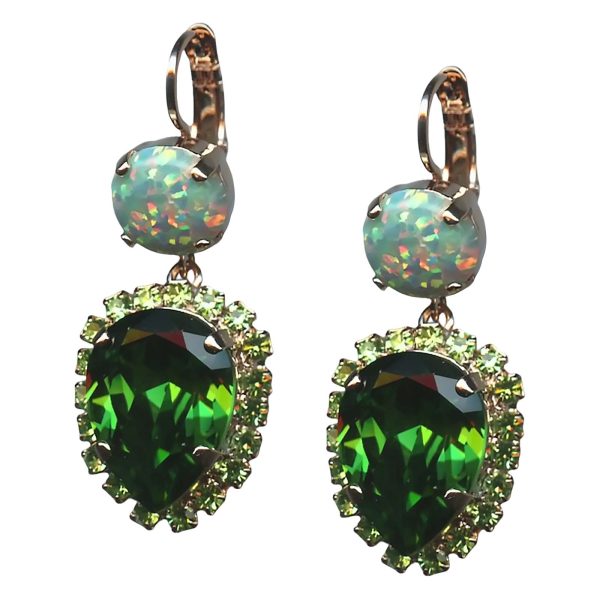 Mariana Earrings Alluring Moon Yellow SO Mineral, Emerald, & Chrysolite Austrian Crystals Spring 2019 Coll.