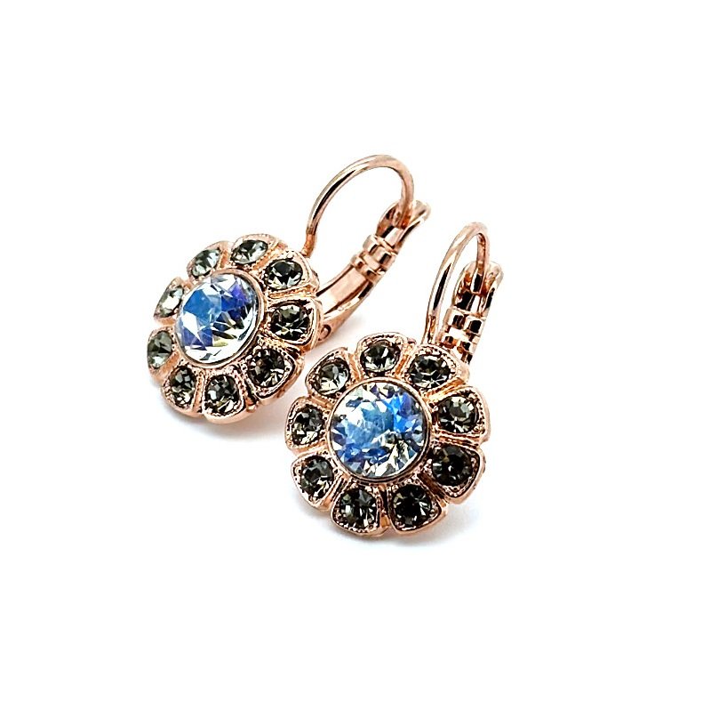 E-1131-1154-RG6 (2) Earrings By Mariana Woman Beautiful Ocean Delight and Black Diamond Swarovski Crystals - Image 1
