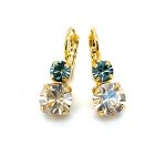 Mariana Earrings Champagne & Pale Blue Austrian Crystal Moon drops Cocktail Hour Coll. Yellow Gold - Image 3