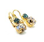 Mariana Earrings Champagne & Pale Blue Austrian Crystal Moon drops Cocktail Hour Coll. Yellow Gold - Image 2