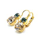 Mariana Earrings Champagne & Pale Blue Austrian Crystal Moon drops Cocktail Hour Coll. Yellow Gold