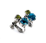 Earrings By Mariana Woman Beautiful Blue Zircon and Olivine Swarovski Crystals - Image 3