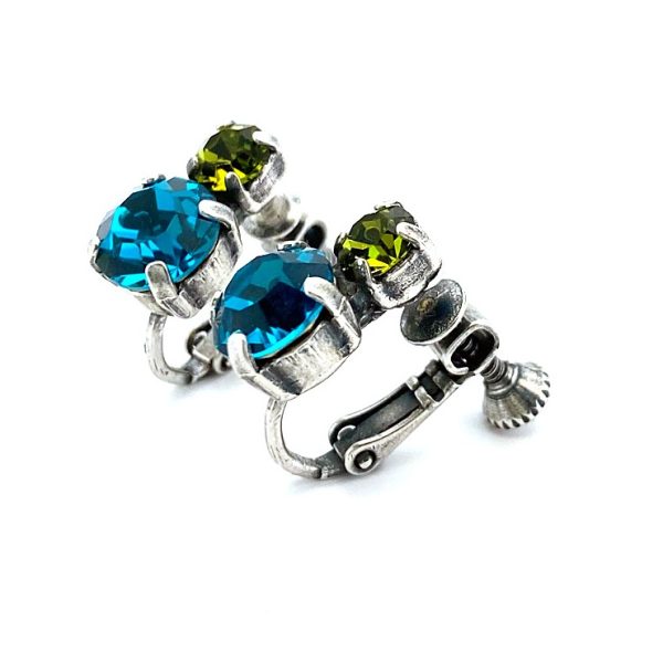 Earrings By Mariana Woman Beautiful Blue Zircon and Olivine Swarovski Crystals