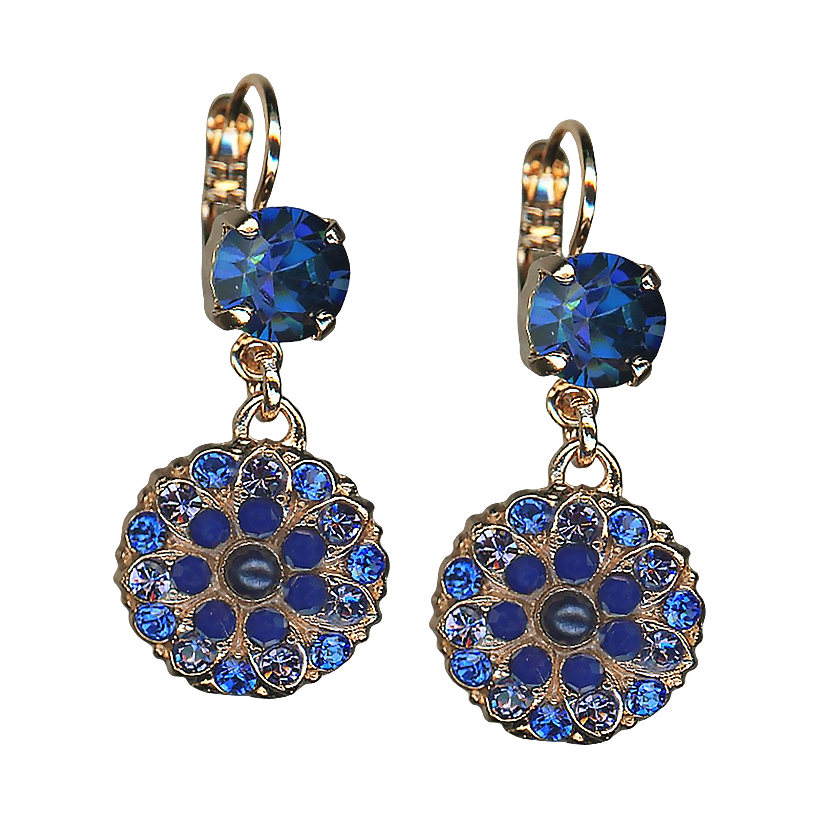 E-1212-1-1026-RG6(1) Mariana Earrings Sophisticated Sapphire, Capri Blue, & Heliotrope Austrian Crystals Electra Odyssey Coll. - Image 1