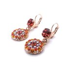 Earrings By Mariana Saffron Silk Road Coll. Adorable Hyacinth, Padparadscha, Coral, & AB Austrian Crystals