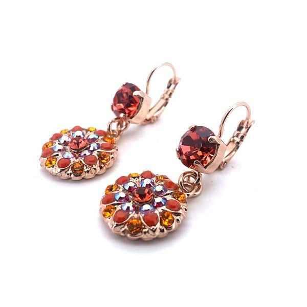 Earrings By Mariana Saffron Silk Road Coll. Adorable Hyacinth, Padparadscha, Coral, & AB Austrian Crystals