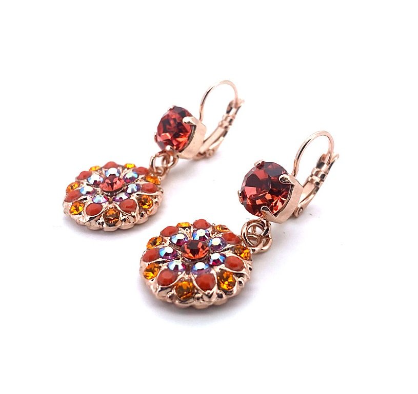 E-1212-1-1047-RG6 (2) Earrings By Mariana Saffron Silk Road Coll. Adorable Hyacinth, Padparadscha, Coral, & AB Austrian Crystals - Image 1
