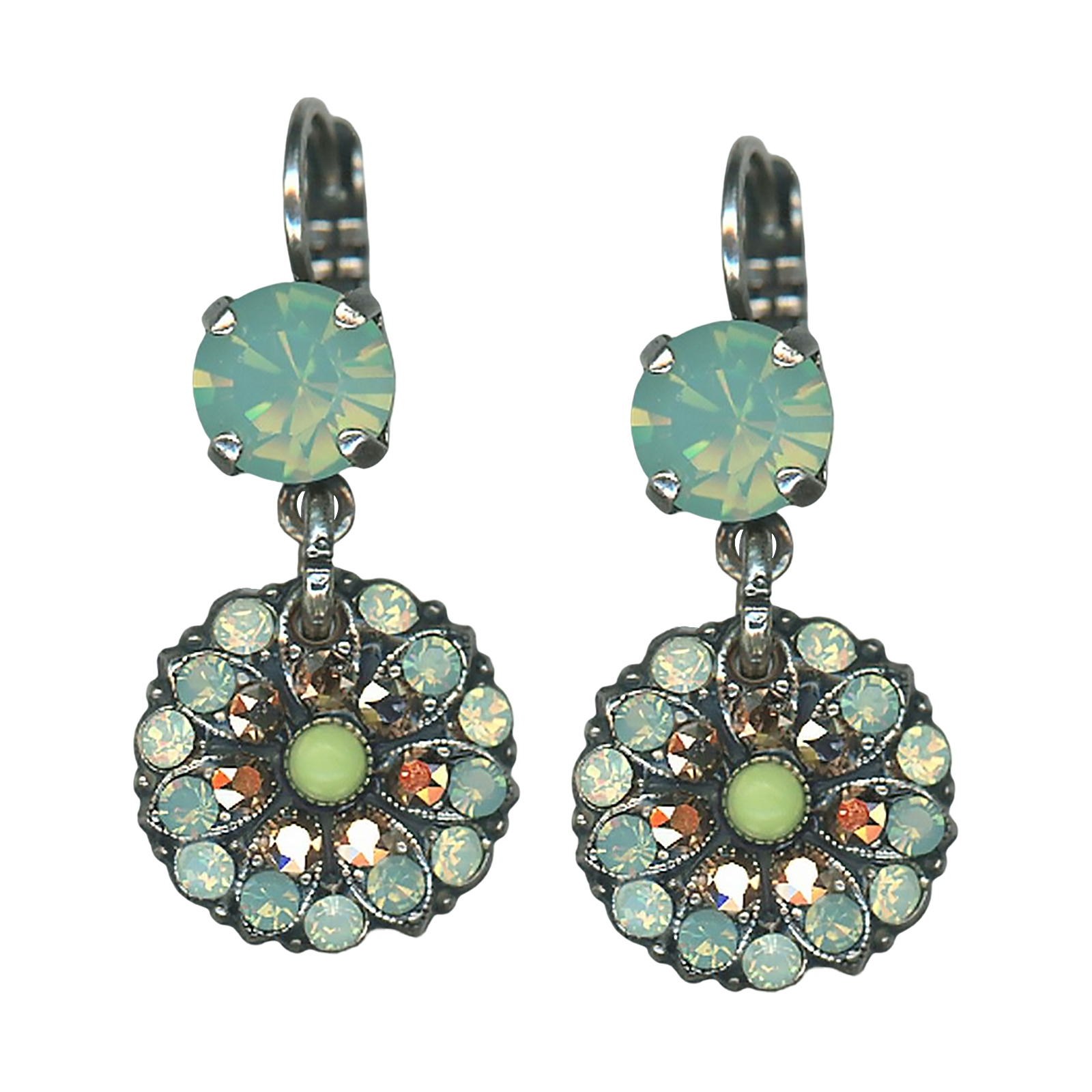 E-1212-1-1113-SP6(1) Earrings By Mariana Woman Floral Chrysolite Opal and Mint Green Swarovski Crystals - Image 1