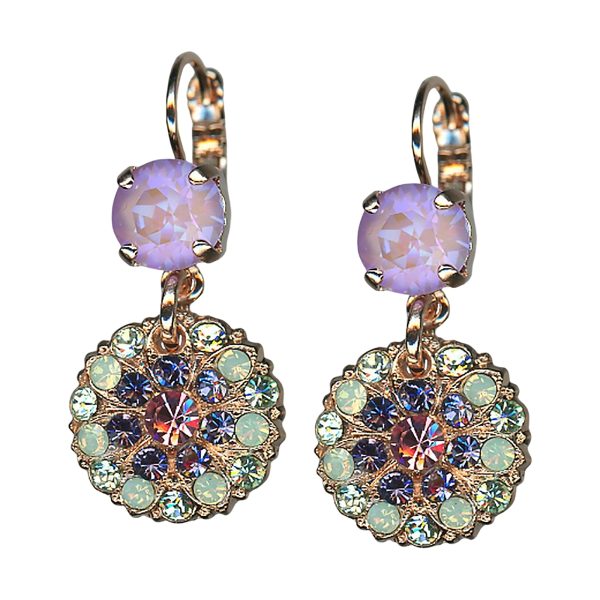 Mariana Earrings Shimmering Sun Kissed Lavender, Chrysolite, Pacific Opal, Tanzanite, & Lt Rose Austrian Crystals My Treasures Coll.