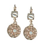 Mariana Earrings Timeless Pearl, Golden Shadow, & White Opal Austrian Crystals Meet Me in Marseille Summer 2022 Coll. - Image 2