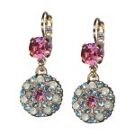 Mariana Earrings Glamorous Rose, Lt Turq, & White Opal Austrian Crystals Memories of Montmartre Summer 2022 Coll.