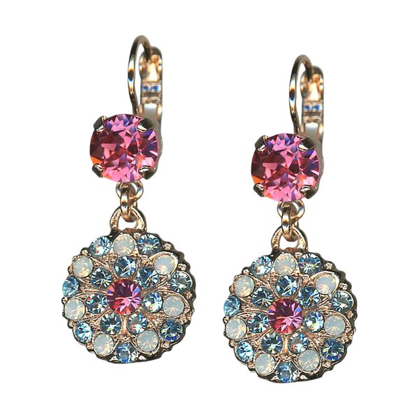 Mariana Earrings Glamorous Rose, Lt Turq, & White Opal Austrian Crystals Memories of Montmartre Summer 2022 Coll.