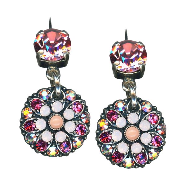 Mariana Earrings Shimmering AB, Fuchsia, White Opal & Lt. Rose Austrian Crystals Ambrosia Coll.