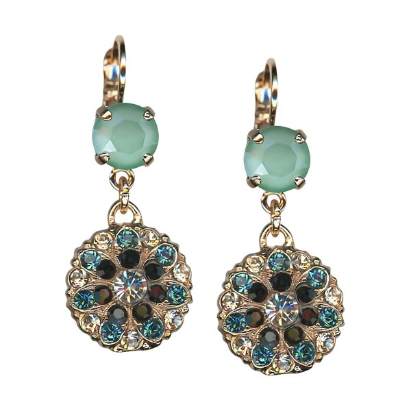 Mariana Earrings Gorgeous Cobalt, Blue Zircon, Mint Green, & Clear Austrian Crystals My Treasures Coll.