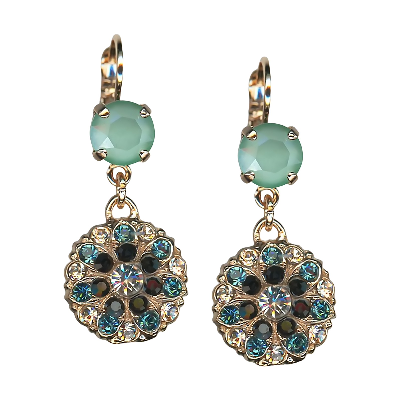 E-1212-1-125-RG6 (1) Mariana Earrings Gorgeous Cobalt, Blue Zircon, Mint Green, & Clear Austrian Crystals My Treasures Coll. - Image 1