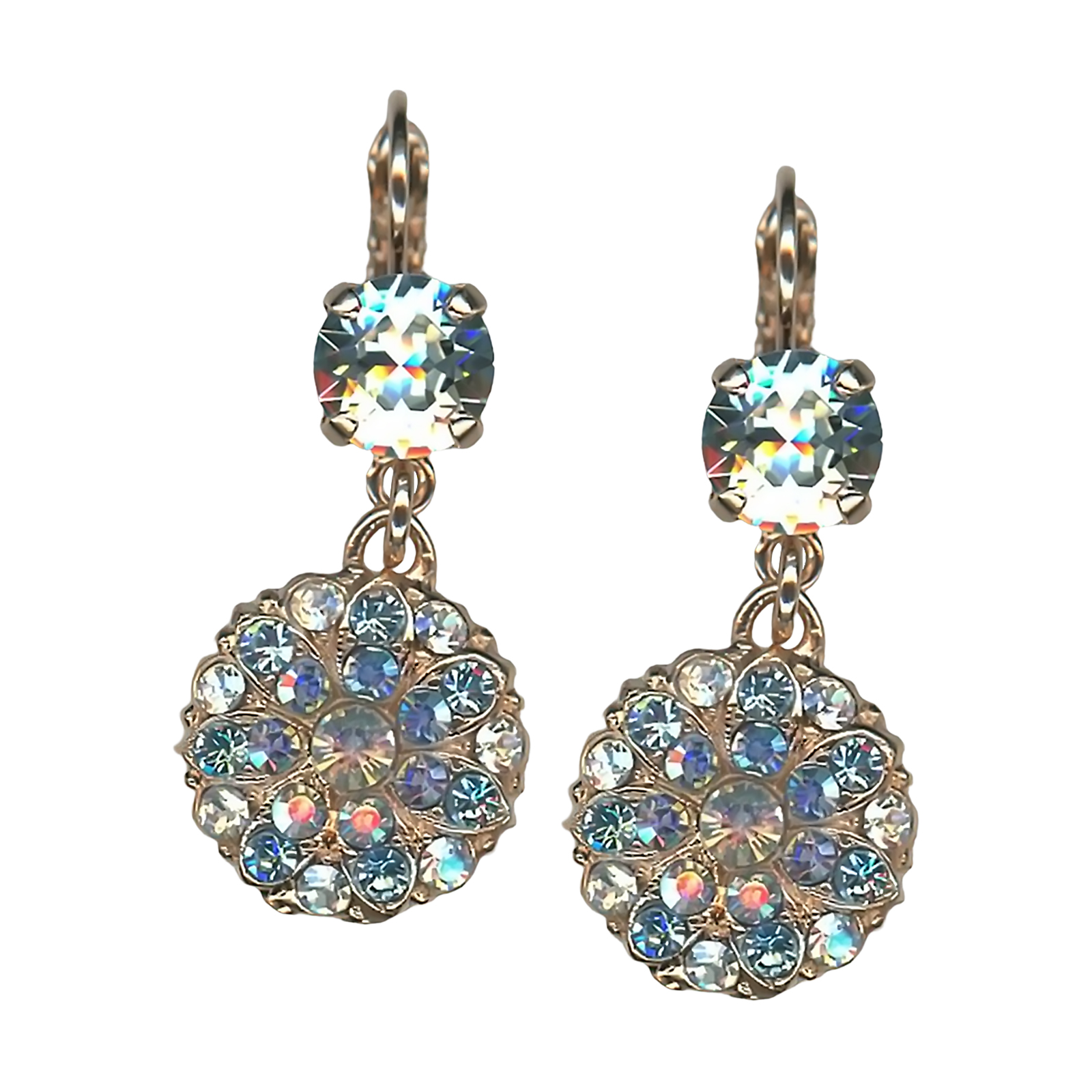 E-1212-1-141-RG6 (1) Mariana Earrings Glitzy Tabac, Clear, & Aquamarine Austrian Crystals My Treasures Coll. - Image 1