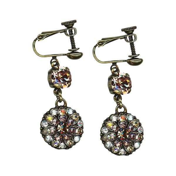 Mariana Earrings Sophisticated Lt Burgundy, Golden Shadow, Lt Peach, & Clear Austrian Crystals Creme Brulee The Sweet Life Coll.
