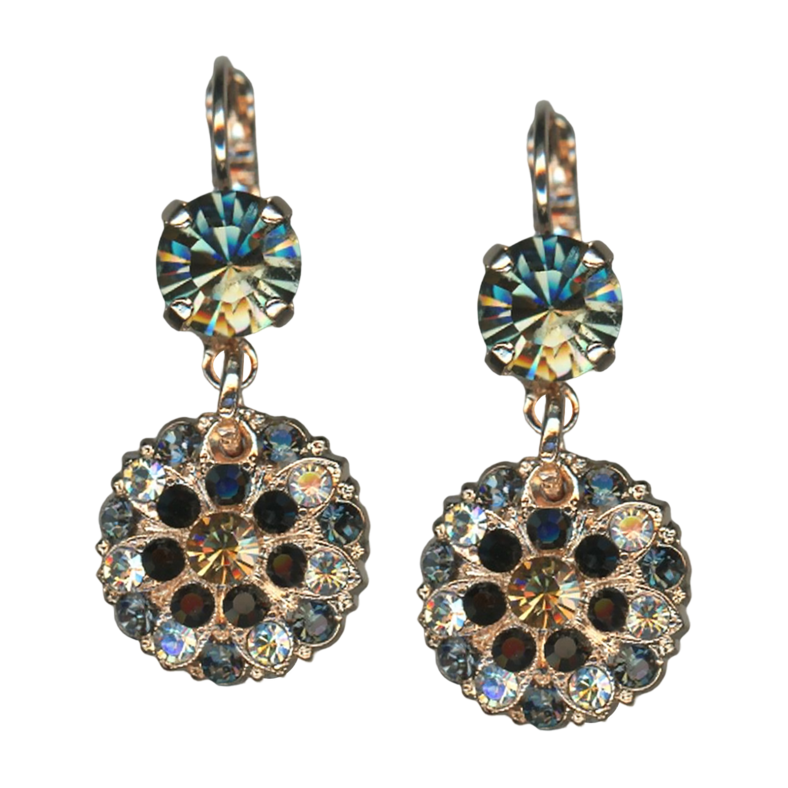 E-1212-1-1908-RG6 (1) Mariana Earrings Alluring Jet, Black Diamond, Moonlight & Silver Night Austrian Crystals Botanica Coll. - Image 1