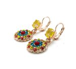 Mariana Earrings Sassy Teal, Padparadscha, Vivid Red, Sun Kissed Sunshine & Citrine Austrian Crystals Poppy Coll.