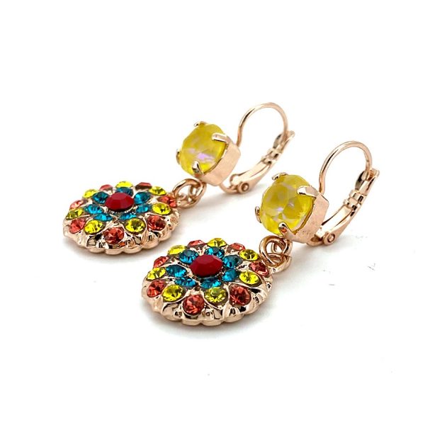 Mariana Earrings Sassy Teal, Padparadscha, Vivid Red, Sun Kissed Sunshine & Citrine Austrian Crystals Poppy Coll.