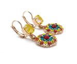 Mariana Earrings Sassy Teal, Padparadscha, Vivid Red, Sun Kissed Sunshine & Citrine Austrian Crystals Poppy Coll. - Image 2