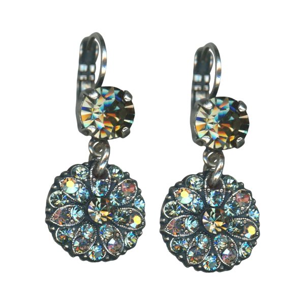 Mariana Earrings Preppy Black Diamond, Greige, & AB Austrian Crystals  Martini Cocktail Hour Coll.