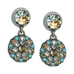 Mariana Earrings Beautiful Golden Shadow, Turq, & Clear Austrian Crystals My Treasures Coll.
