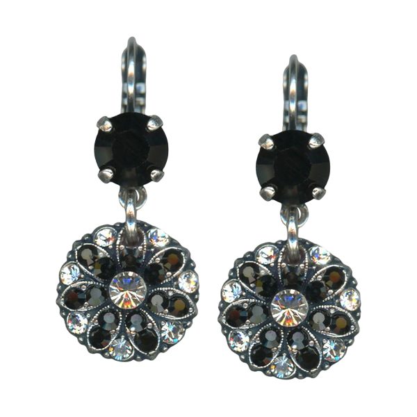 Mariana Earrings Elegant Jet Black & Clear Austrian Crystals Checkmate Cocktail Hour Coll.