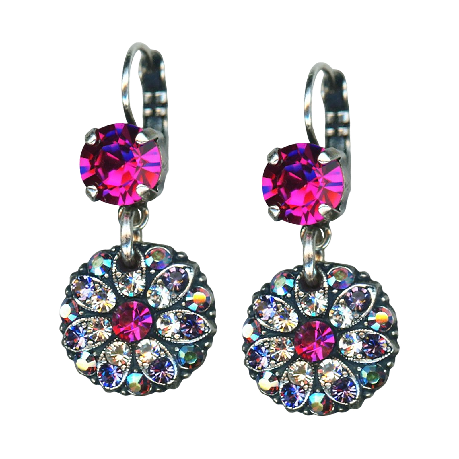 E-1212-1-300-1-SP6 (1) Mariana Earrings Stunning Fuchsia, Tanzanite, Clear, & AB Austrian Crystals My Treasures Coll. - Image 1