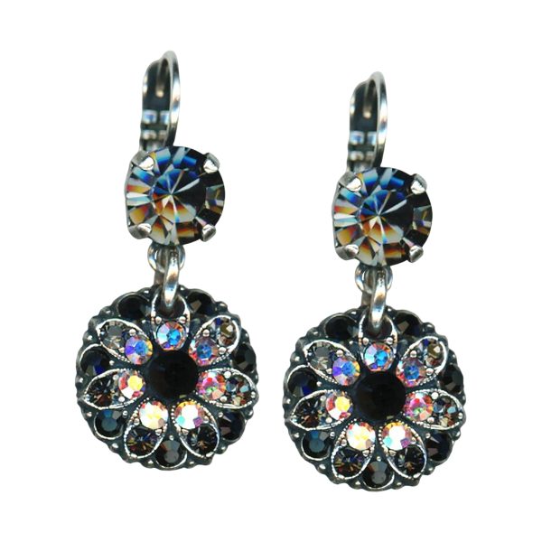 Earrings By Mariana Paradise Coll. Exquisite Smokey Gray and Jet Swarovski Crystals