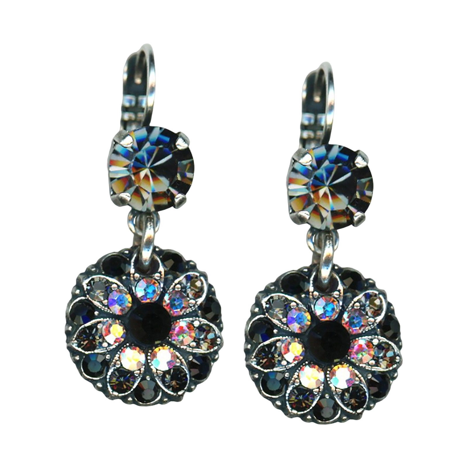 E-1212-1-3701-SP6 (1) Earrings By Mariana Paradise Coll. Exquisite Smokey Gray and Jet Swarovski Crystals - Image 1