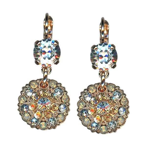 Mariana Earrings Lovely Lt Azure, Lt Topaz, Sand Opal, & Moonlight Austrian Crystals Nature Coll.