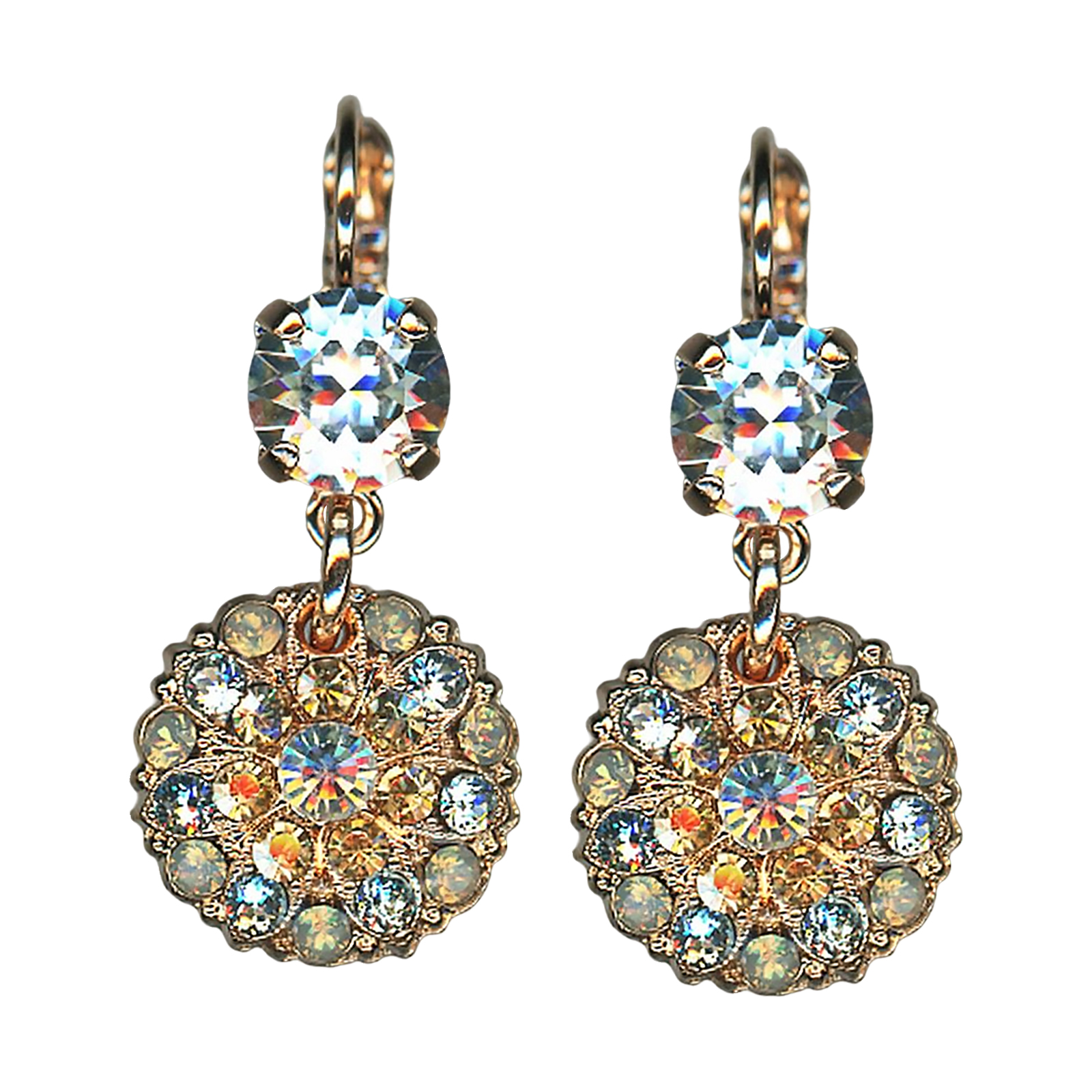 E-1212-1-39361-RG6 (1) Mariana Earrings Lovely Lt Azure, Lt Topaz, Sand Opal, & Moonlight Austrian Crystals Nature Coll. - Image 1