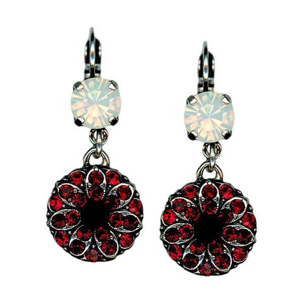 Mariana Earrings Classy Ruby, Jet Black, & White Opal Austrian Crystals My Treasures Coll.