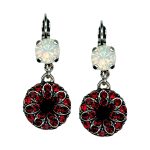 Mariana Earrings Classy Ruby, Jet Black, & White Opal Austrian Crystals My Treasures Coll. - Image 3