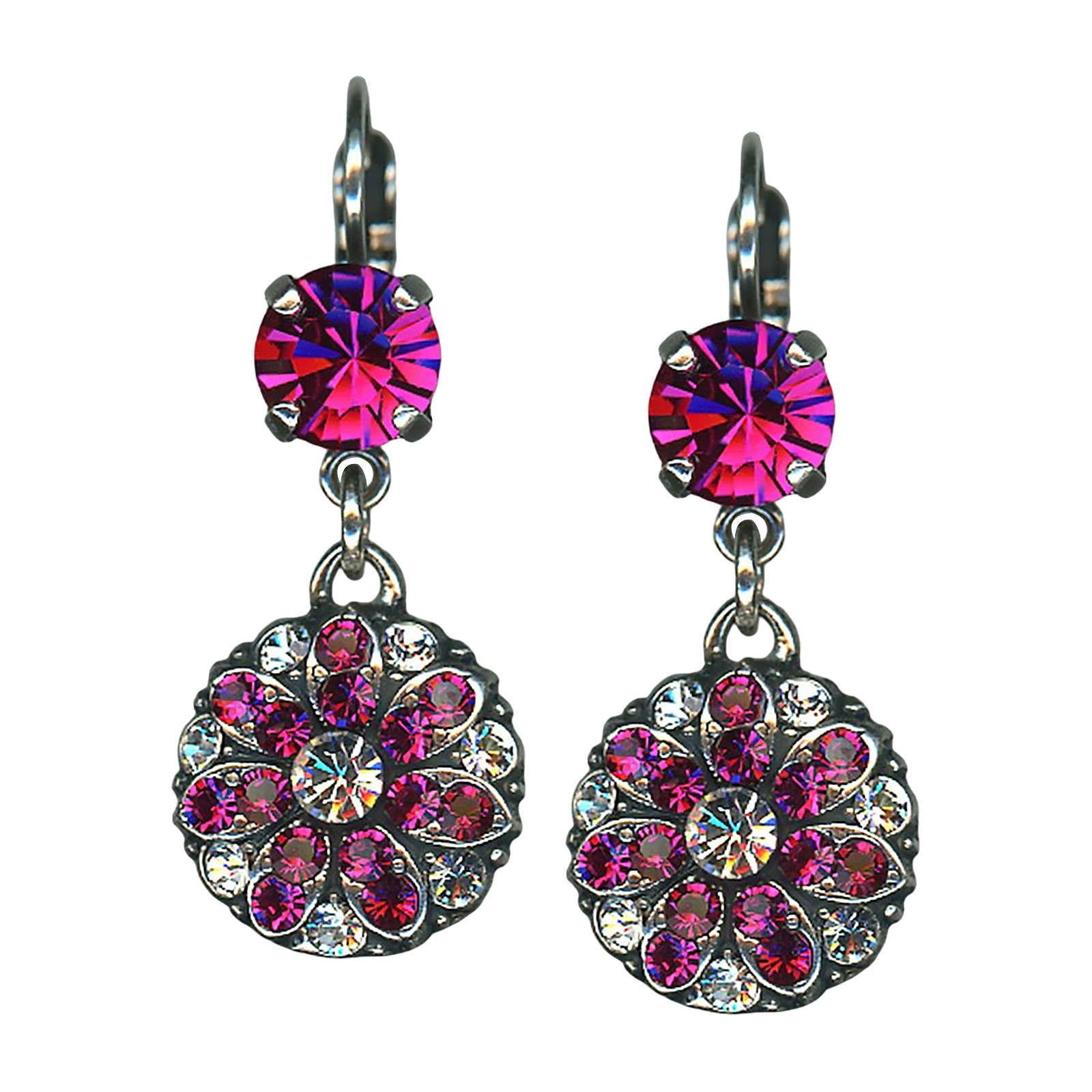 E-1212-1-502001-SP6 (1) Mariana Earrings Stunning Fuchsia & Clear Austrian Crystals My Treasures Coll. - Image 1
