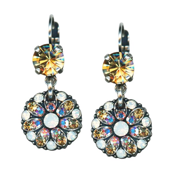 Mariana Earrings Glamorous Golden Shadow, White Opal, & AB Austrian Crystals My Treasures Coll.