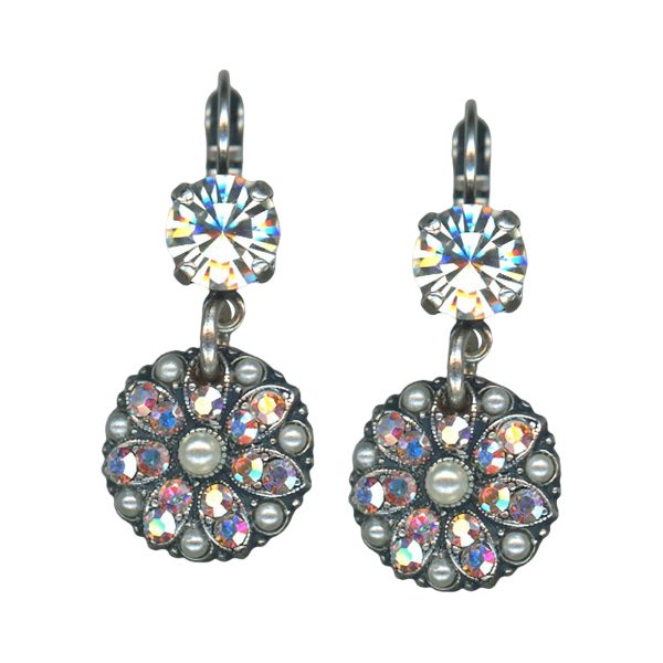 Mariana Earrings Floral Pearl Mineral, Clear, & AB Austrian Crystals Sweet Summer Coll.