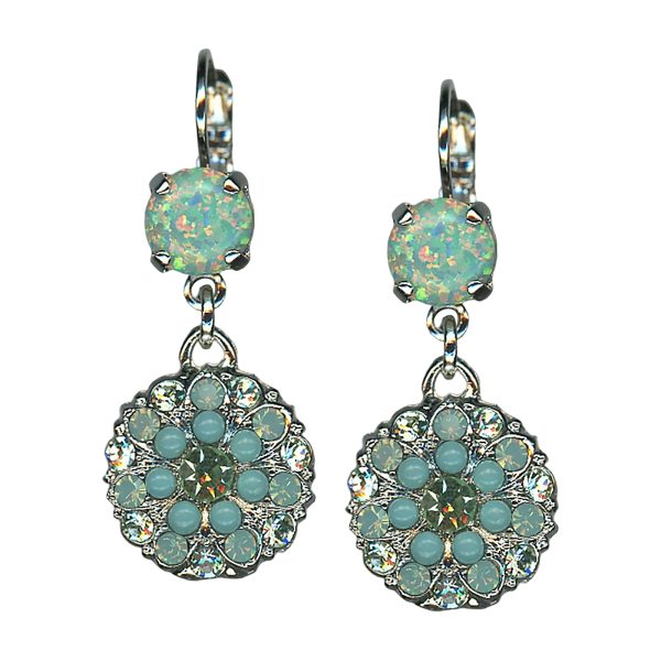 Mariana Earrings Glitzy Moon Yellow SOP Mineral, Turq, Pacific Opal, & Chrysolite Austrian Crystals My Treasures Coll.