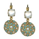 Earrings By Mariana Winter 2019 Coll. Classy White Shell Mineral and  Turquoise Swarovski Crystals
