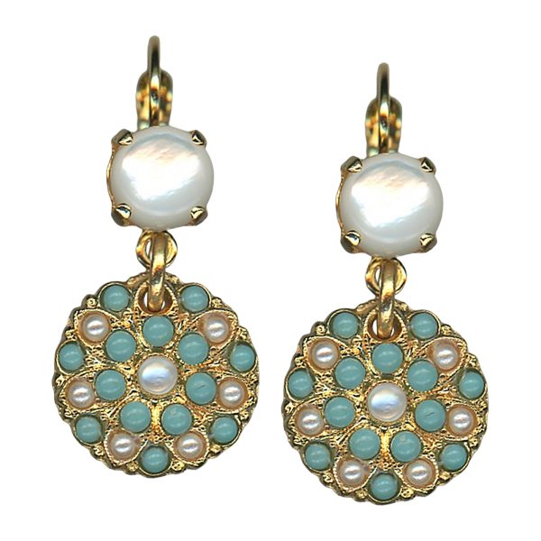 Earrings By Mariana Winter 2019 Coll. Classy White Shell Mineral and  Turquoise Swarovski Crystals