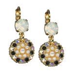 Mariana Earrings Elegant White Shell Mineral, Jet, White Opal, & AB Austrian Crystals Eclipse Mystique Winter 2019 Coll. - Image 2
