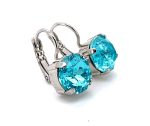 Earrings By Mariana Woman Beautiful Round Light Blue Swarovski Crystals Rhodium Plated - Image 3
