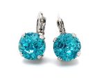 Earrings By Mariana Woman Beautiful Round Light Blue Swarovski Crystals Rhodium Plated - Image 2